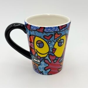 BRITTO DEEPLY IN LOVE FISH MUG‎ – BLACK ARM Colorful Artistic Mug Rare